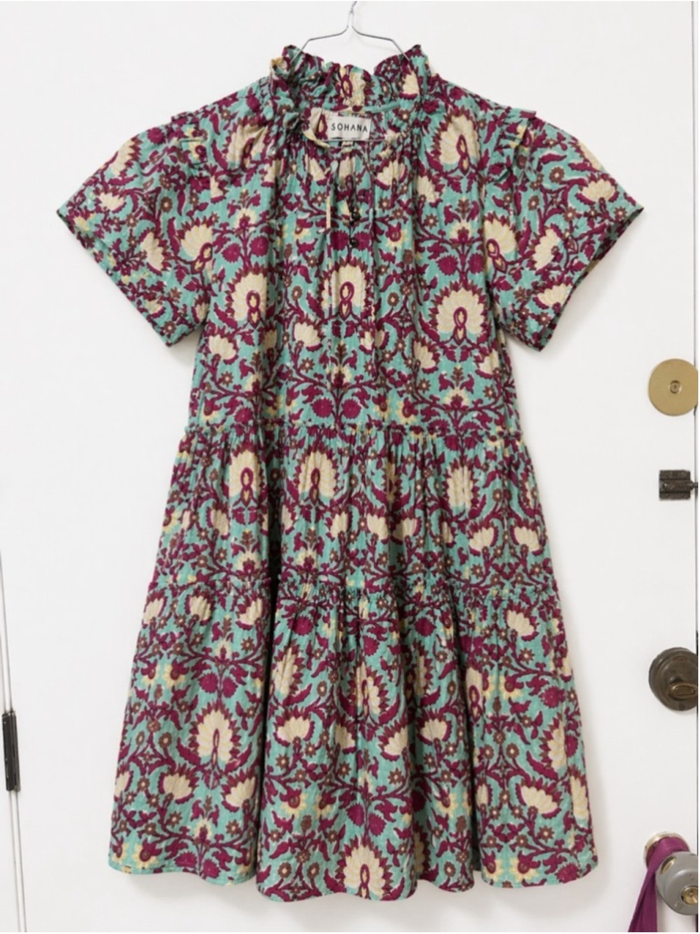 Sohana 'Teal & Magenta Floral Midi Dress #7